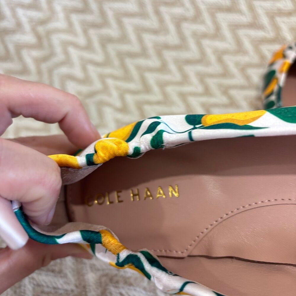 RARE Cole Haan York Soft Ballet Flats Rosewater Lemon Satin - Picture 7 of 10